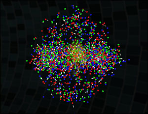 Simulation of a collision between two gold ions